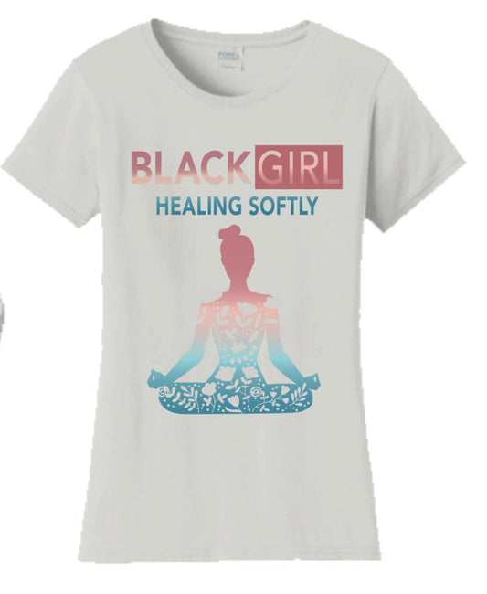 Black Girl Healing Softly Short Sleeve Shirt - Ladies Regular Fit